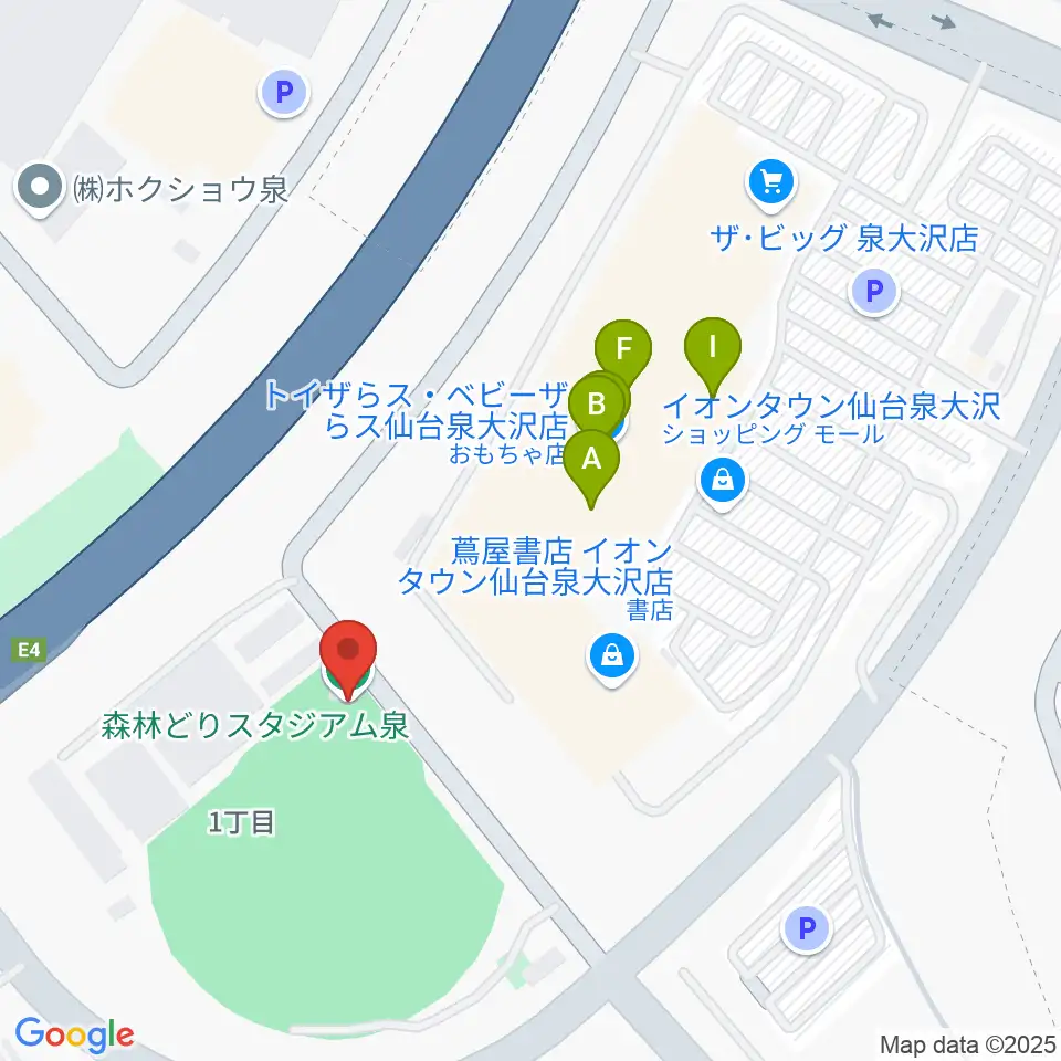 森林どりスタジアム泉周辺のファミレス・ファーストフード一覧地図