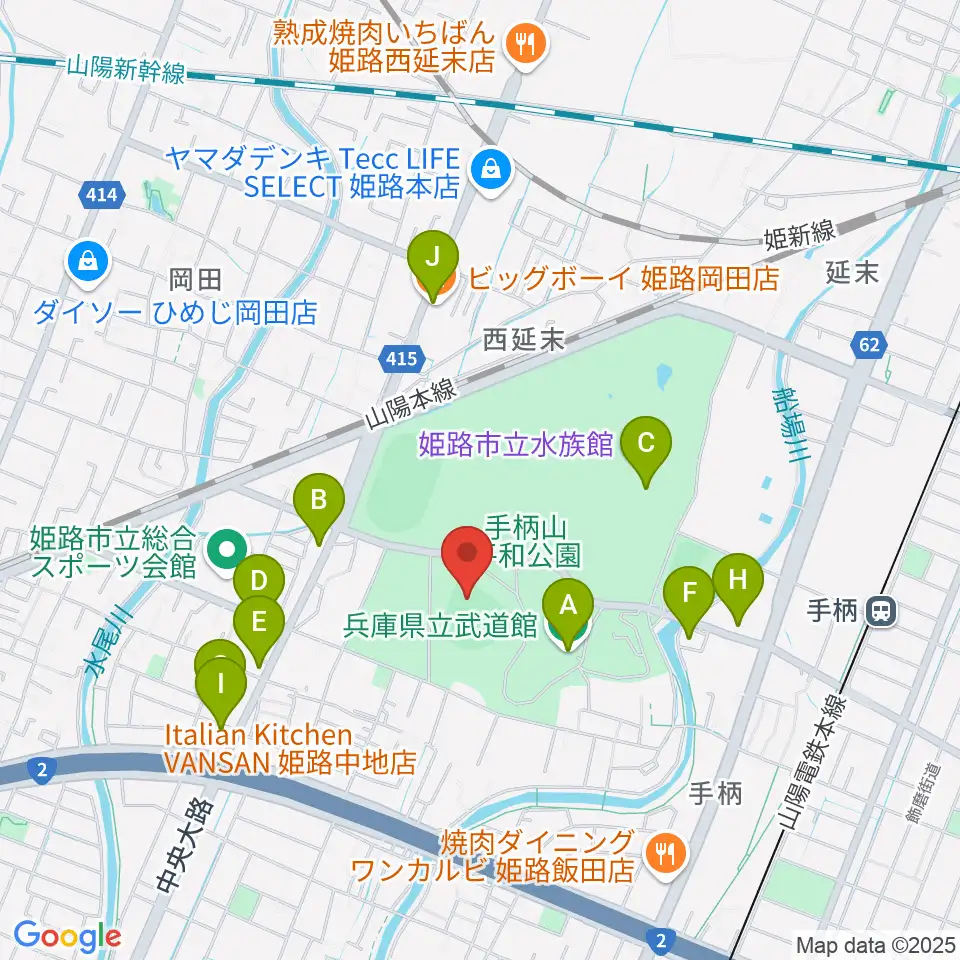 ウインク球場周辺のファミレス・ファーストフード一覧地図