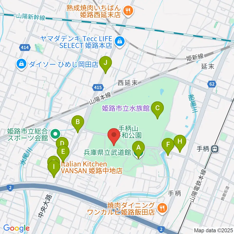 ウインク球場周辺のファミレス・ファーストフード一覧地図