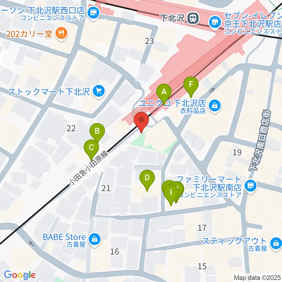 下北沢K2周辺のファミレス・ファーストフード一覧地図