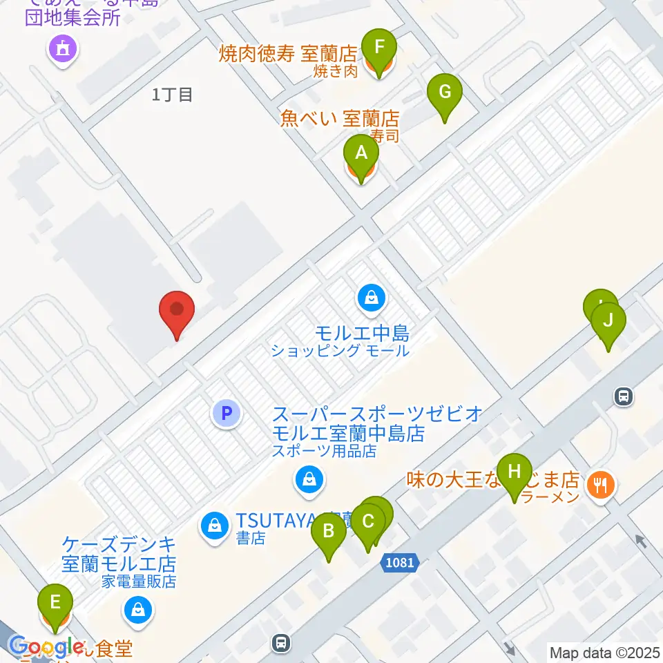 新和産業アイスアリーナ室蘭周辺のファミレス・ファーストフード一覧地図