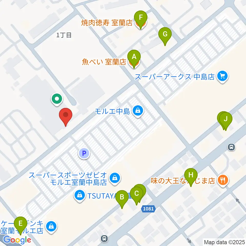 新和産業アイスアリーナ室蘭周辺のファミレス・ファーストフード一覧地図