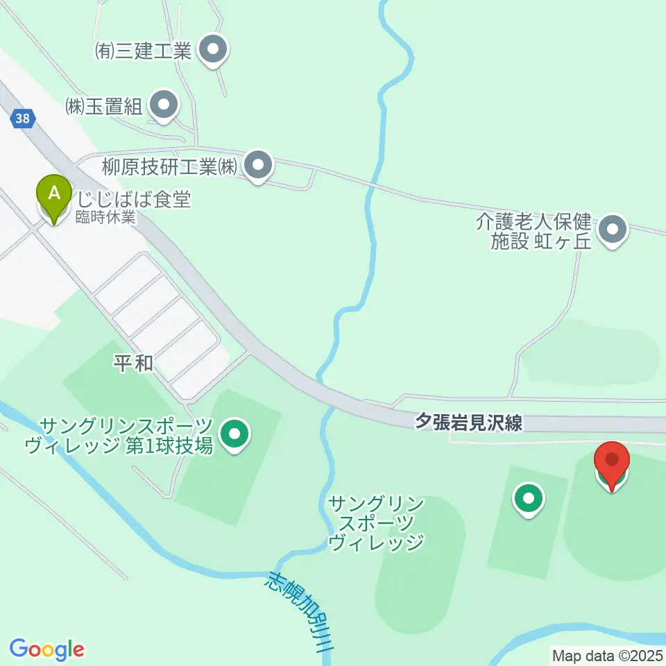 サングリンスタジアム周辺のファミレス・ファーストフード一覧地図