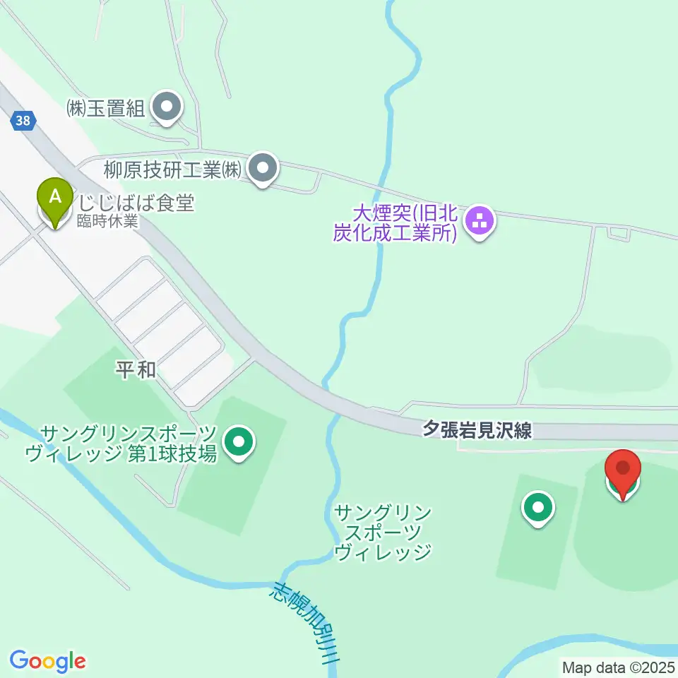 サングリンスタジアム周辺のファミレス・ファーストフード一覧地図