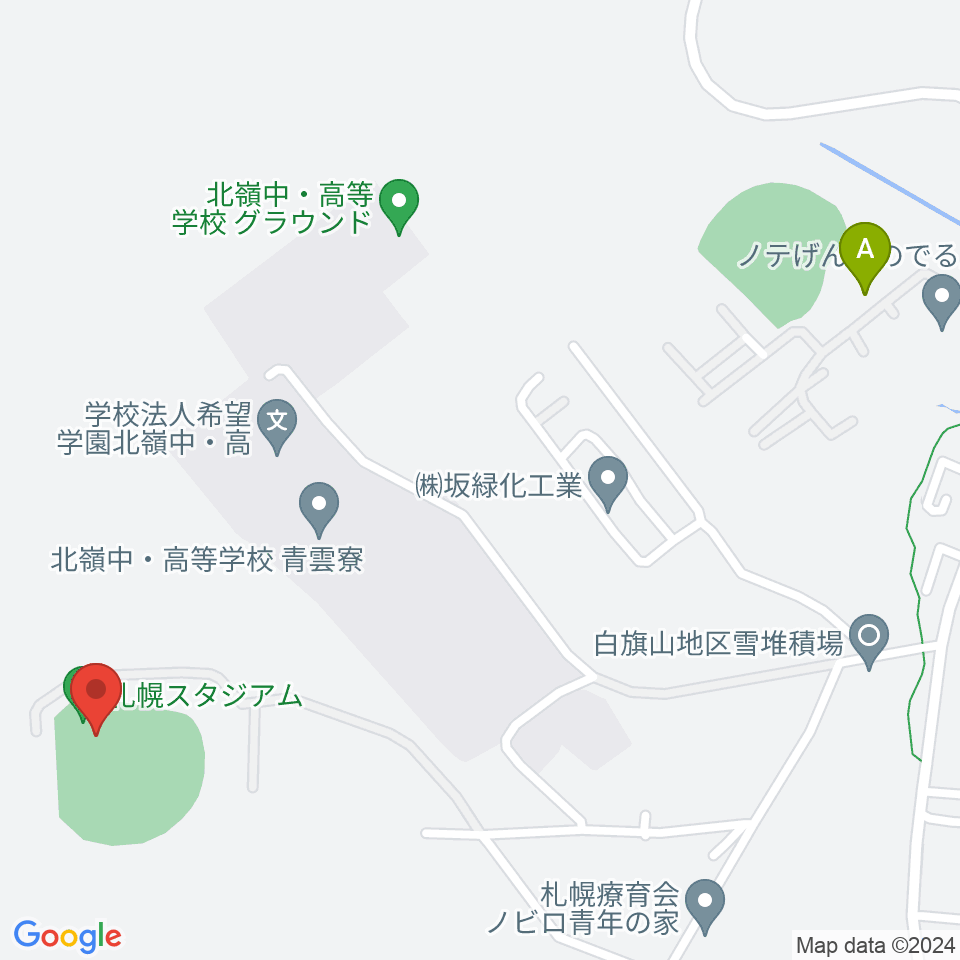 札幌スタジアム周辺のファミレス・ファーストフード一覧地図