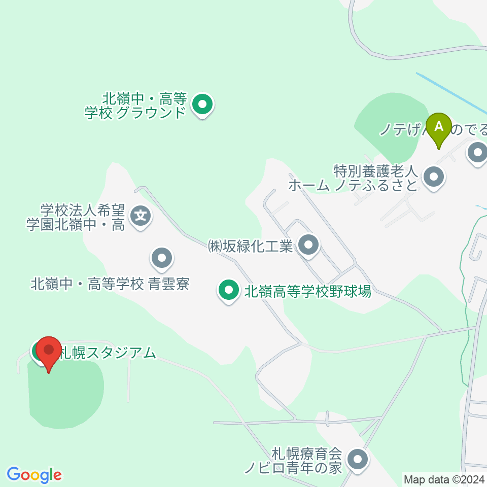 札幌スタジアム周辺のファミレス・ファーストフード一覧地図