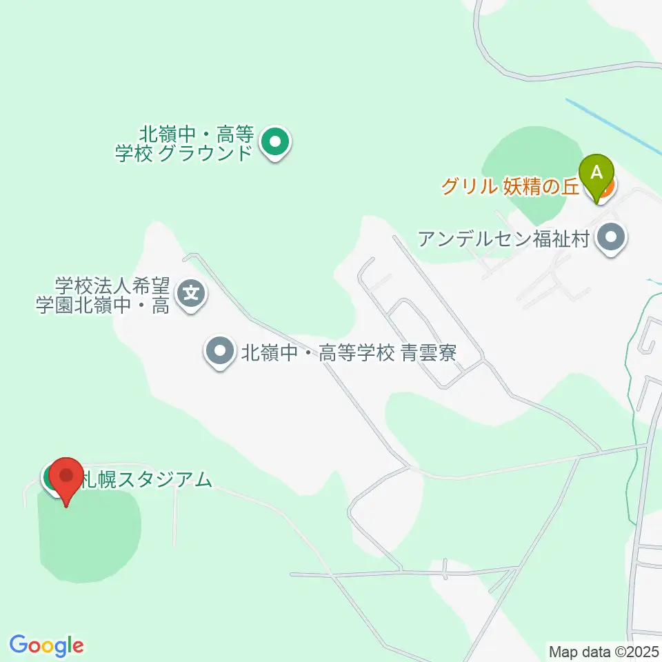 札幌スタジアム周辺のファミレス・ファーストフード一覧地図