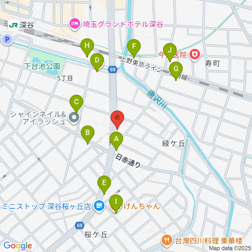 FMふっかちゃん周辺のファミレス・ファーストフード一覧地図