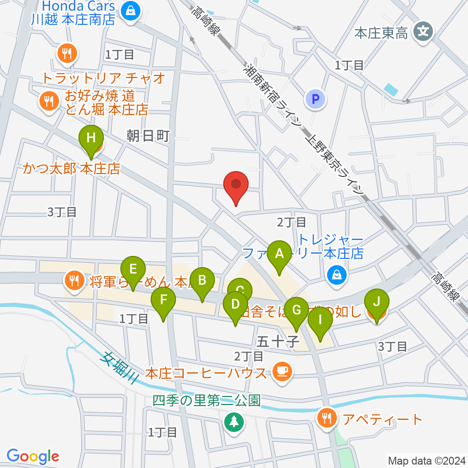 ほんじょうFM周辺のファミレス・ファーストフード一覧地図