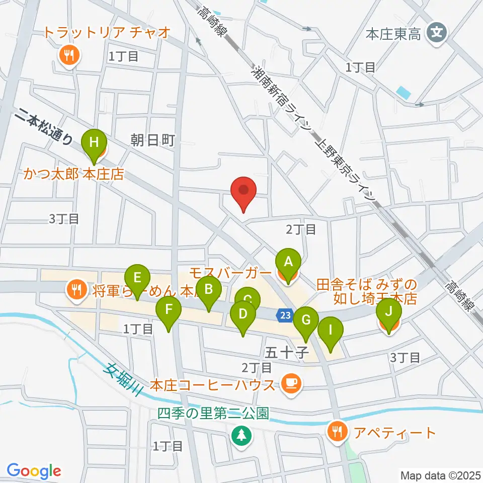 ほんじょうFM周辺のファミレス・ファーストフード一覧地図