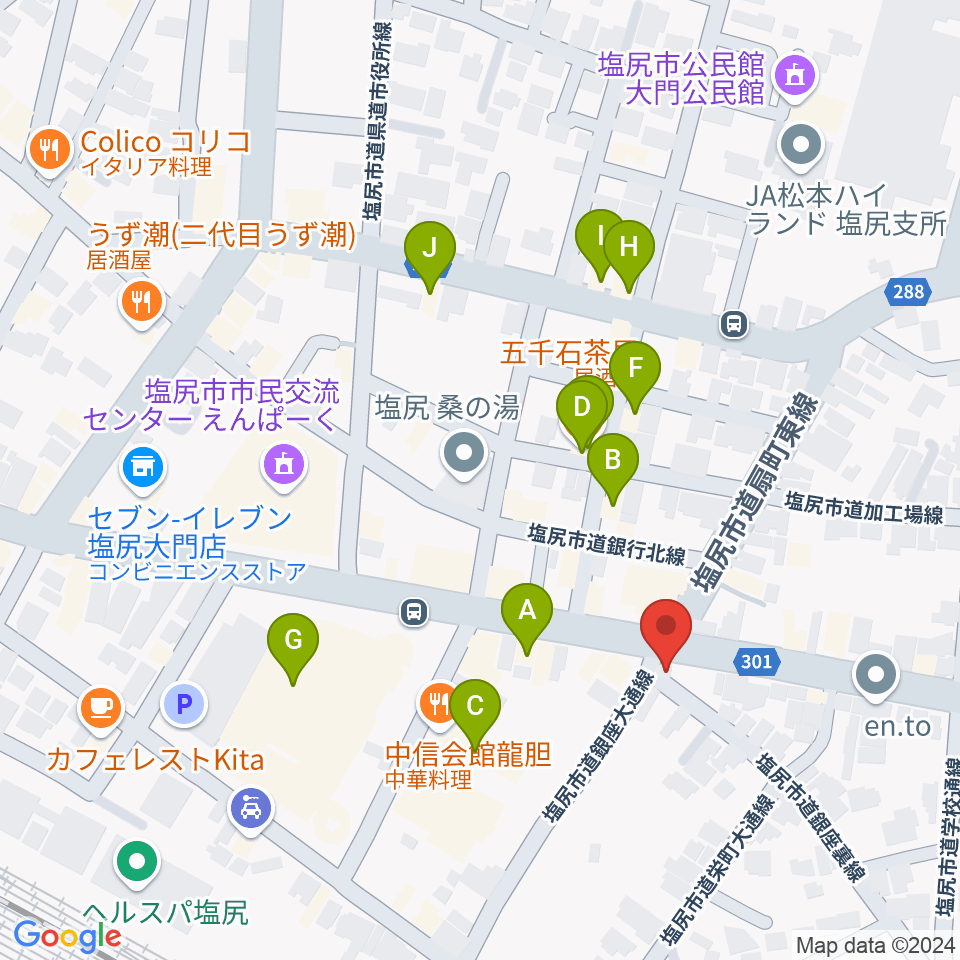 高ボッチ高原FM周辺のファミレス・ファーストフード一覧地図