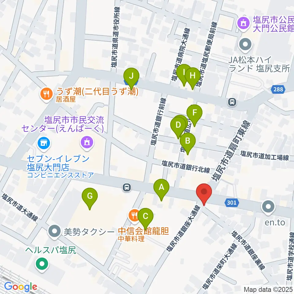 高ボッチ高原FM周辺のファミレス・ファーストフード一覧地図