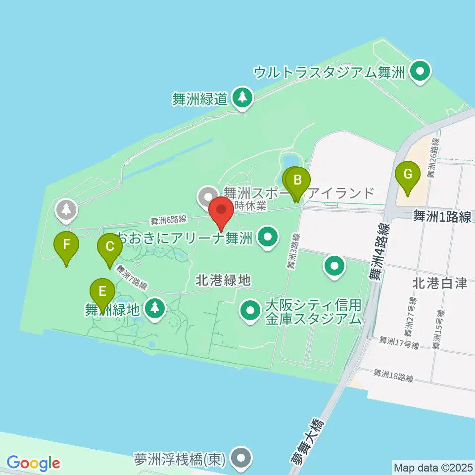 杉本商事バファローズスタジアム舞洲周辺のファミレス・ファーストフード一覧地図