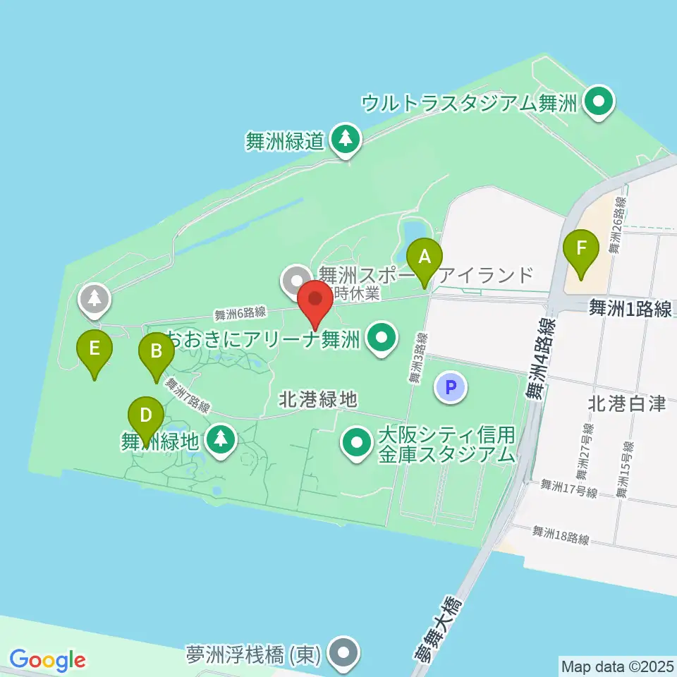 杉本商事バファローズスタジアム舞洲周辺のファミレス・ファーストフード一覧地図