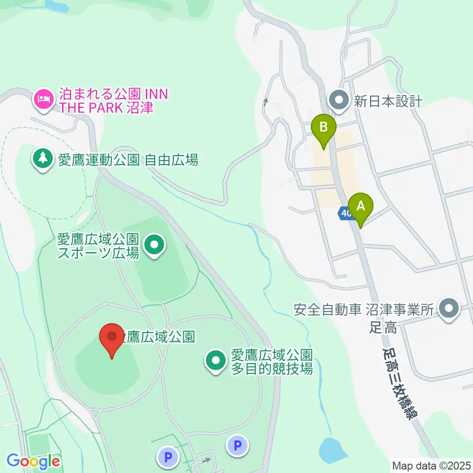 静岡県営愛鷹球場周辺のファミレス・ファーストフード一覧地図