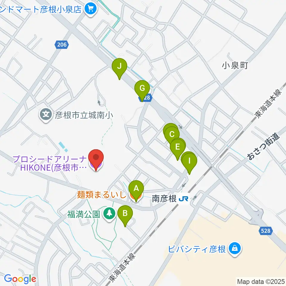 プロシードアリーナHIKONE周辺のファミレス・ファーストフード一覧地図