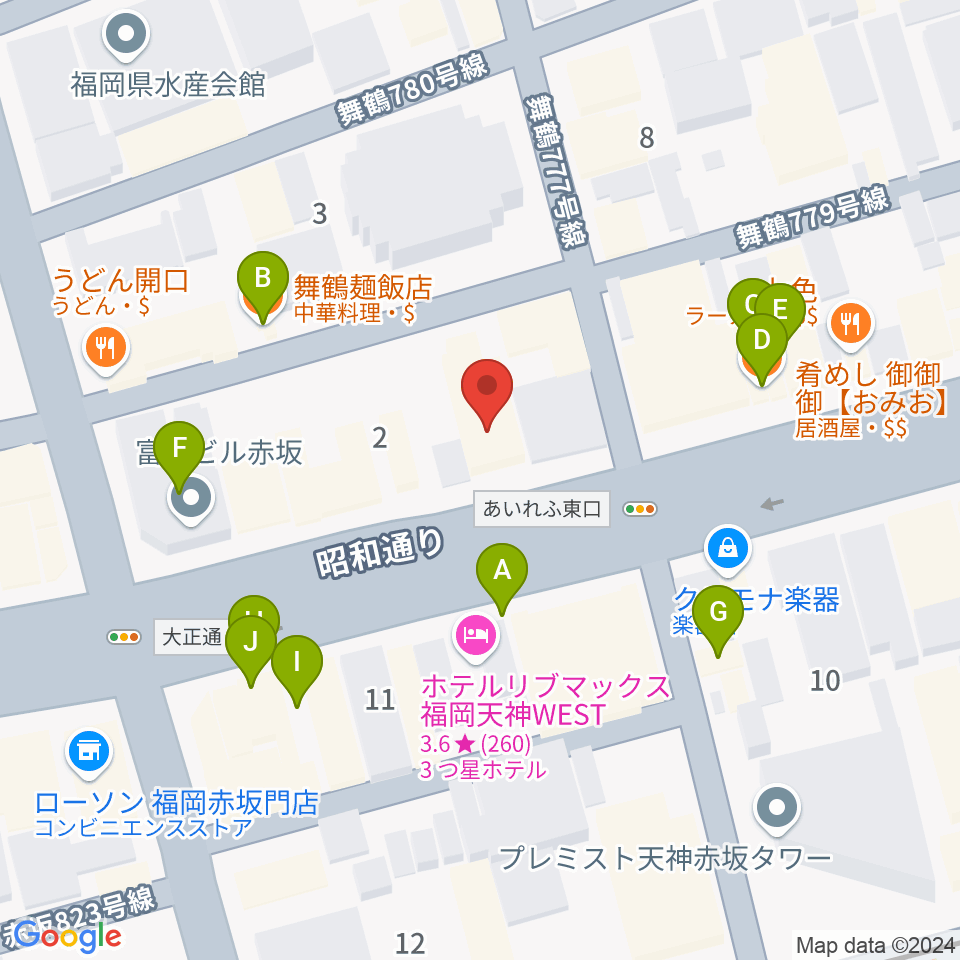 中央録音システム周辺のファミレス・ファーストフード一覧地図