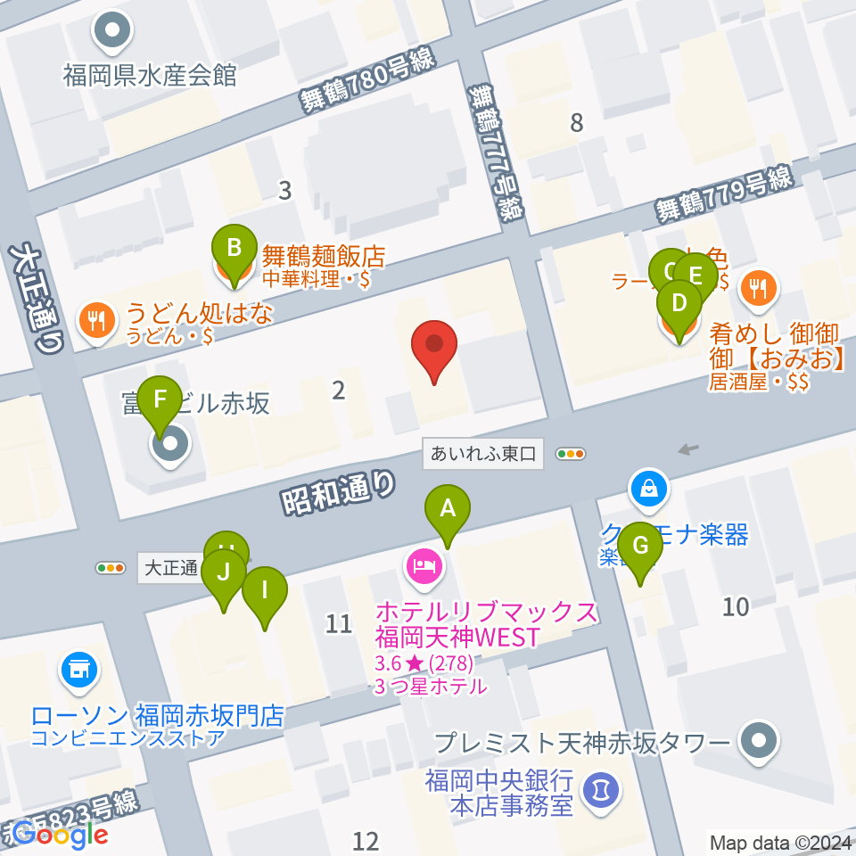 中央録音システム周辺のファミレス・ファーストフード一覧地図