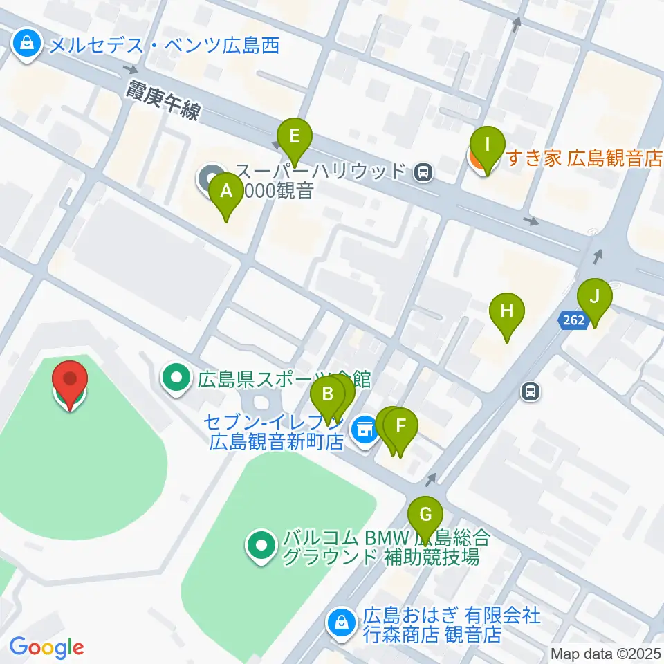 バルコムBMWベースボールスタジアム周辺のファミレス・ファーストフード一覧地図