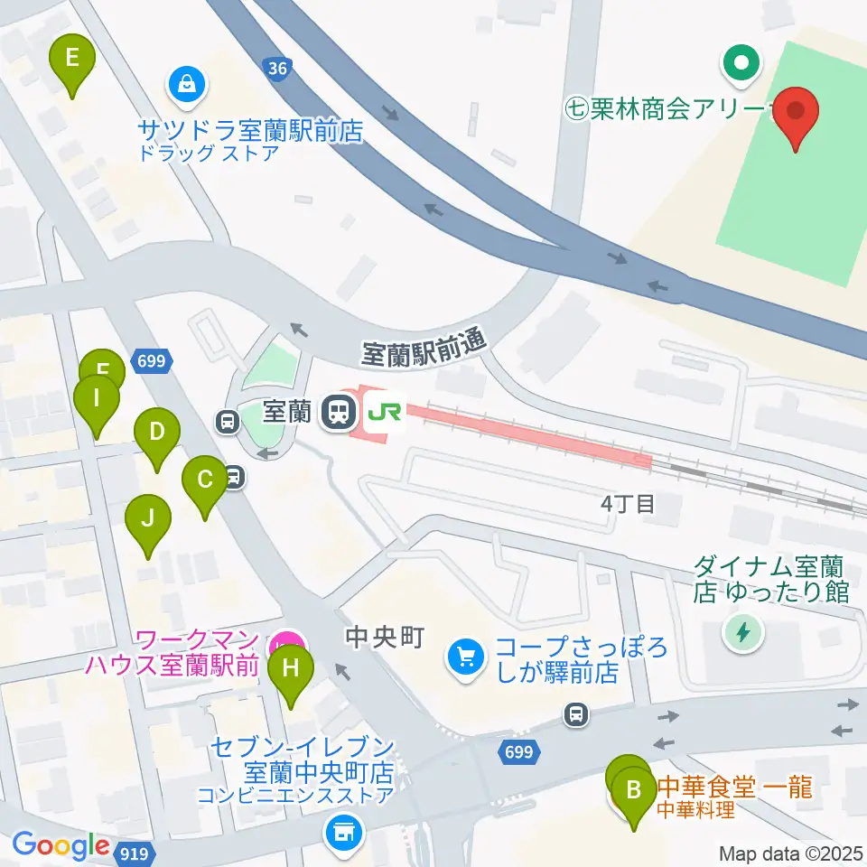 栗林商会アリーナ周辺のファミレス・ファーストフード一覧地図