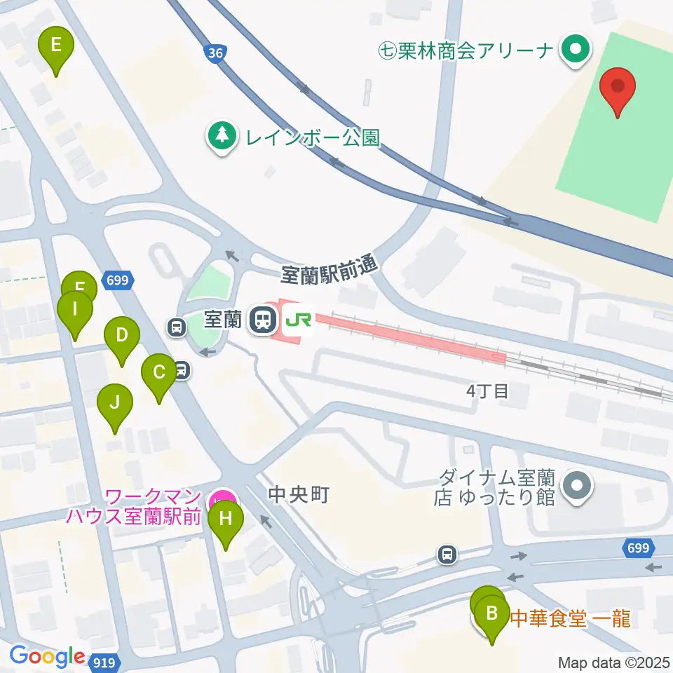 栗林商会アリーナ周辺のファミレス・ファーストフード一覧地図