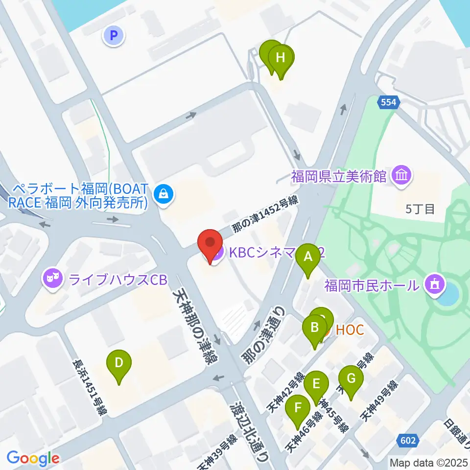 KBCシネマ1･2周辺のファミレス・ファーストフード一覧地図