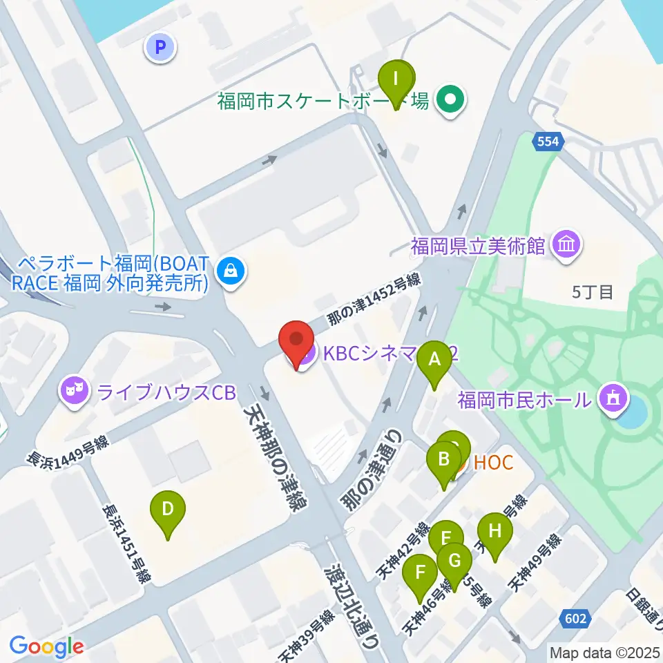 KBCシネマ1･2周辺のファミレス・ファーストフード一覧地図