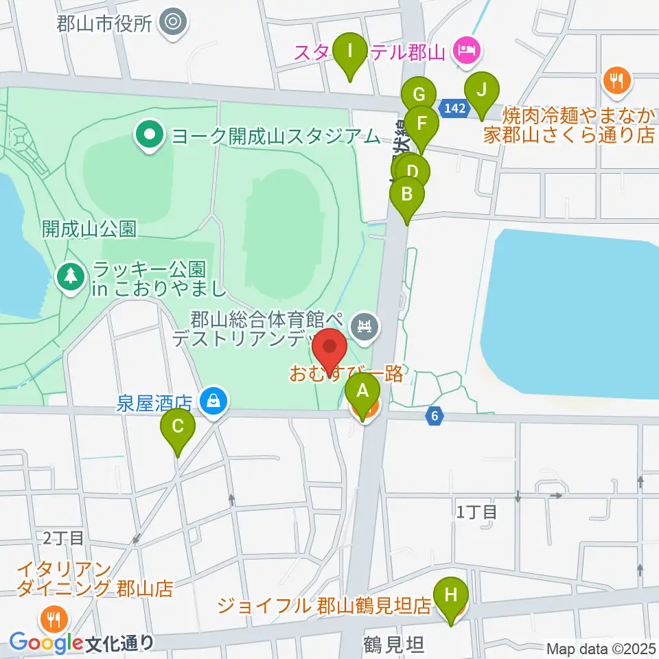 ミューカルがくと館周辺のファミレス・ファーストフード一覧地図