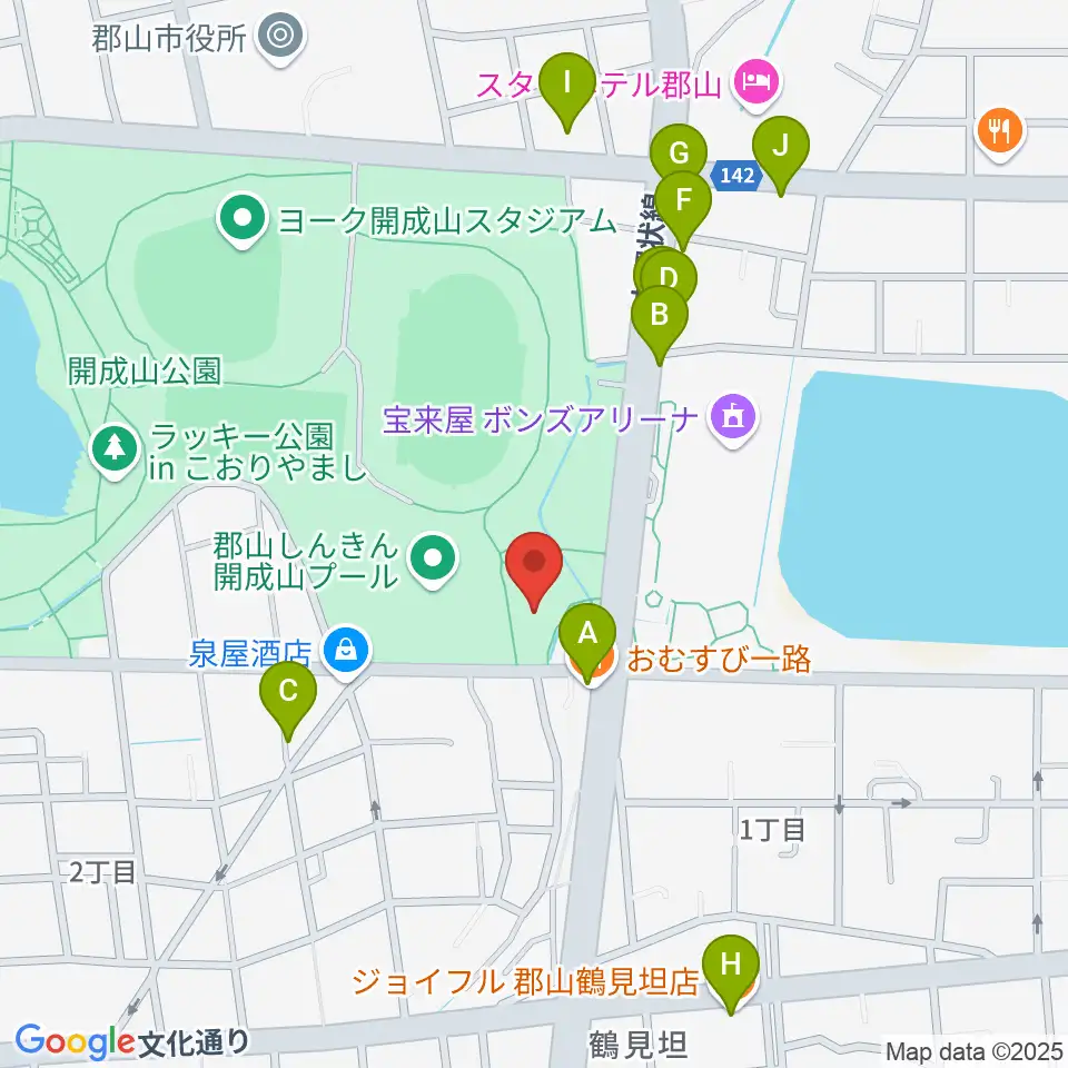 ミューカルがくと館周辺のファミレス・ファーストフード一覧地図