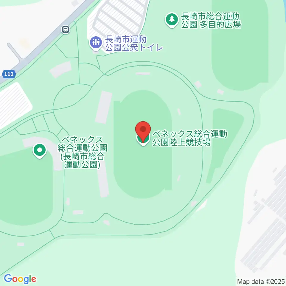 ベネックス総合運動公園陸上競技場周辺のファミレス・ファーストフード一覧地図