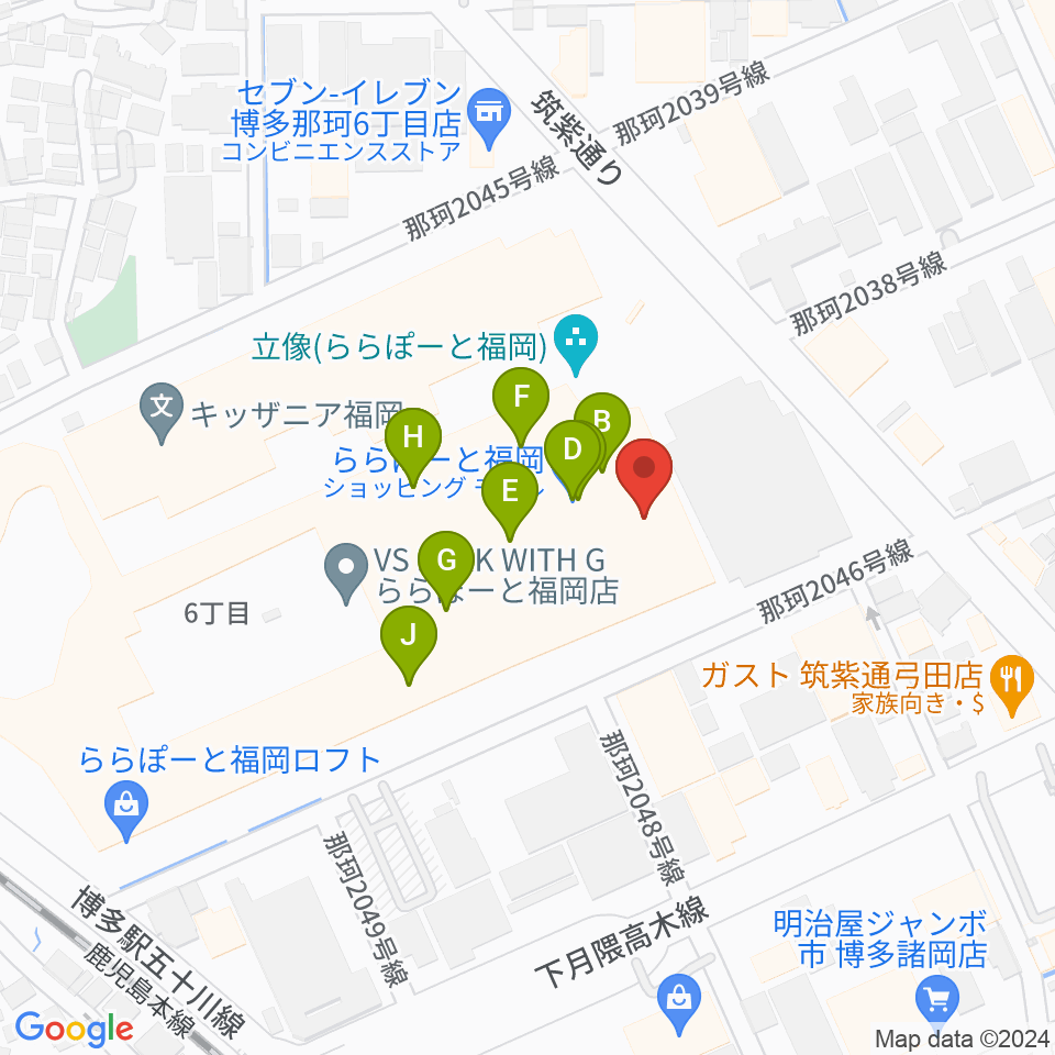 TOHOシネマズららぽーと福岡周辺のファミレス・ファーストフード一覧地図