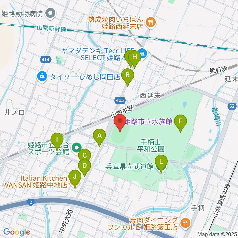 ウインク陸上競技場周辺のファミレス・ファーストフード一覧地図