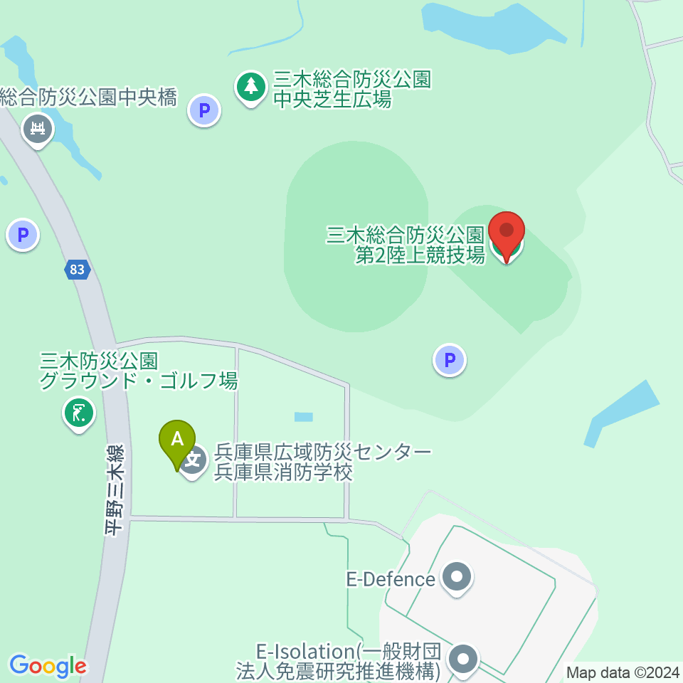 三木総合防災公園第2陸上競技場周辺のファミレス・ファーストフード一覧地図