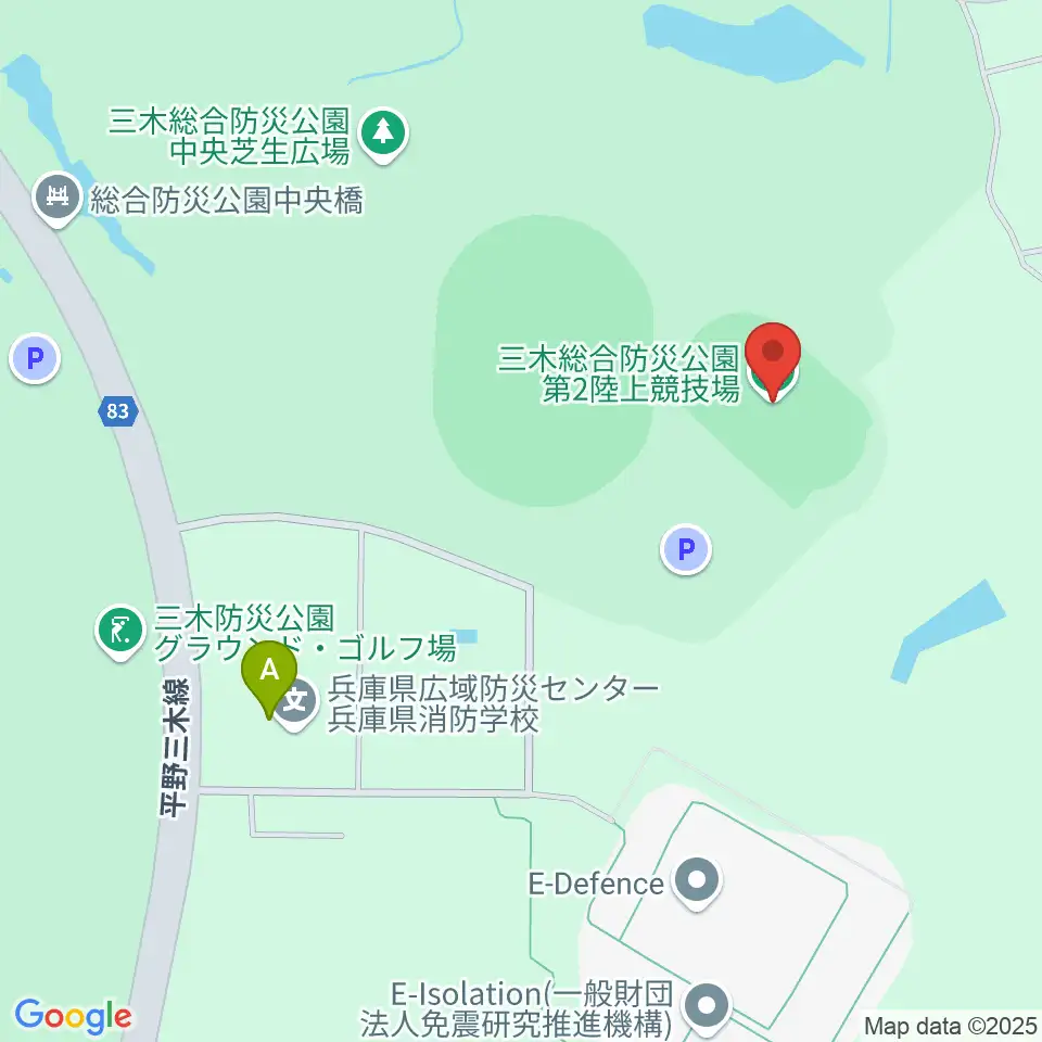 三木総合防災公園第2陸上競技場周辺のファミレス・ファーストフード一覧地図