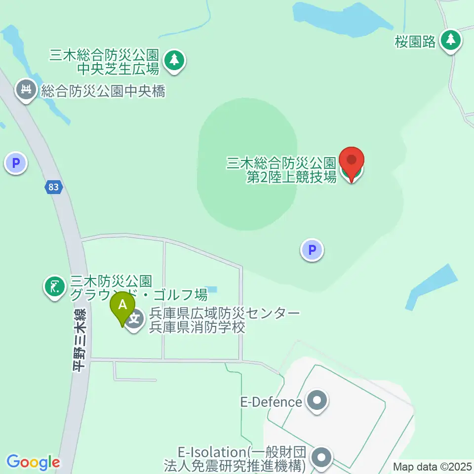 三木総合防災公園第2陸上競技場周辺のファミレス・ファーストフード一覧地図