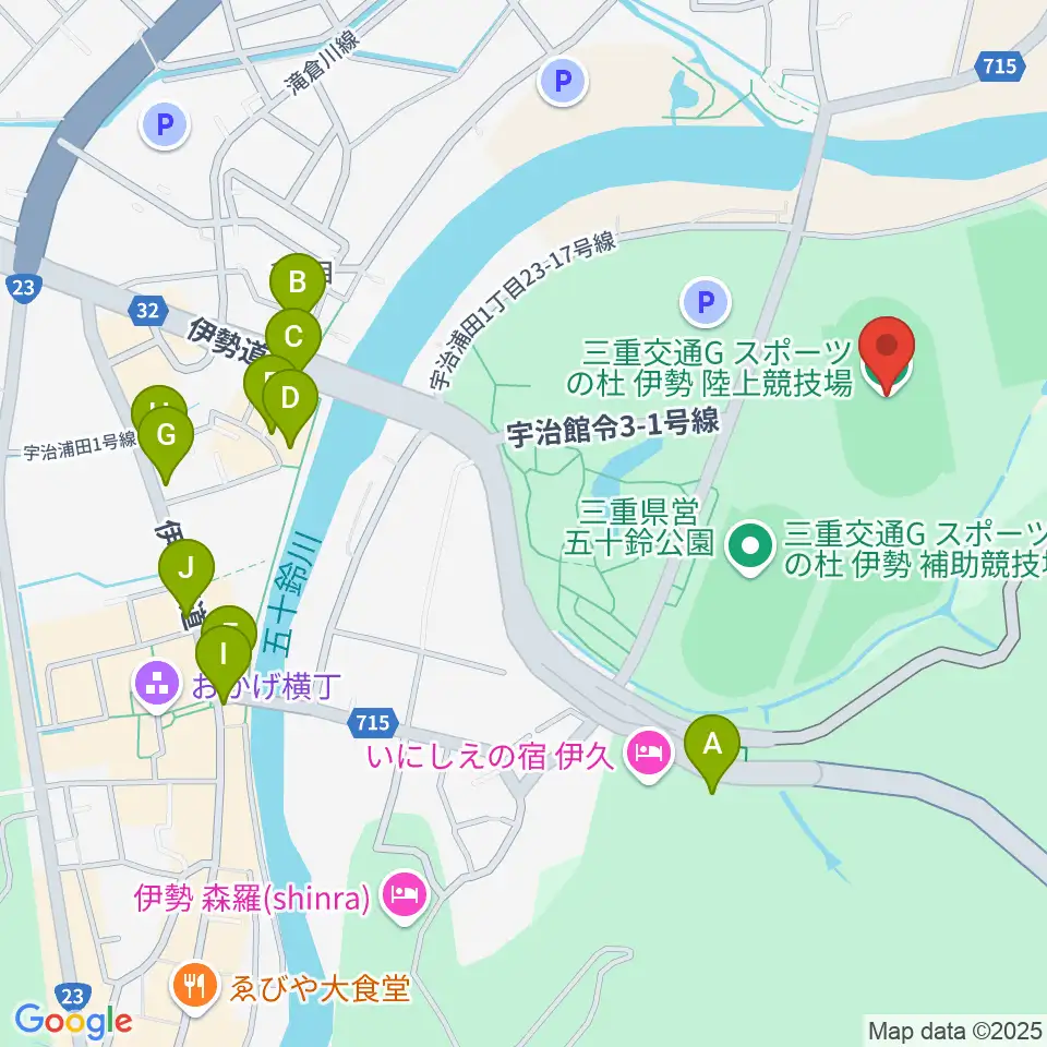 三重交通Gスポーツの杜伊勢陸上競技場周辺のファミレス・ファーストフード一覧地図