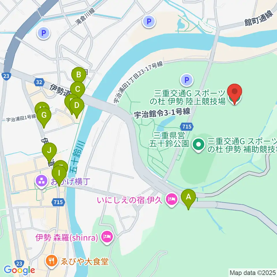 三重交通Gスポーツの杜伊勢陸上競技場周辺のファミレス・ファーストフード一覧地図