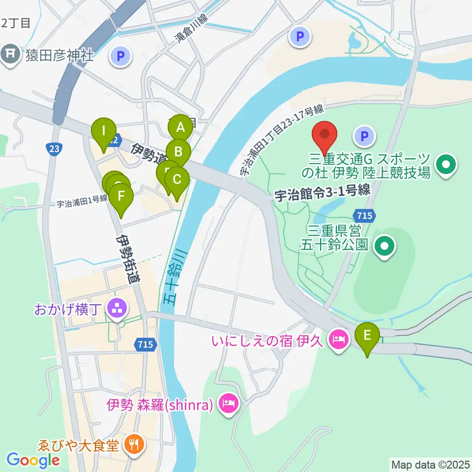 三重交通Gスポーツの杜伊勢体育館周辺のファミレス・ファーストフード一覧地図