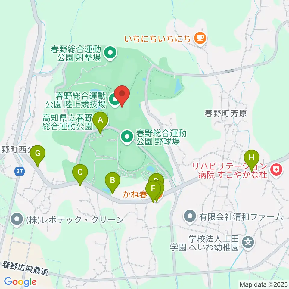春野総合運動公園陸上競技場周辺のファミレス・ファーストフード一覧地図