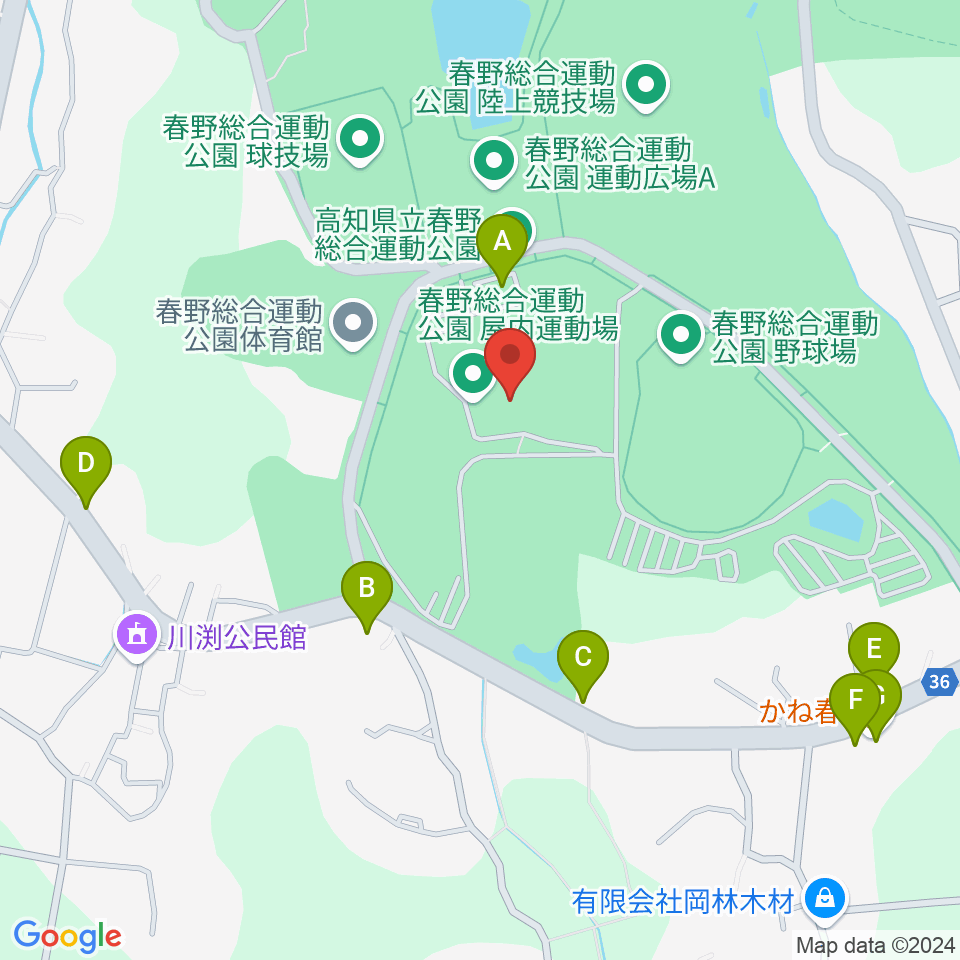 春野総合運動公園補助競技場周辺のファミレス・ファーストフード一覧地図