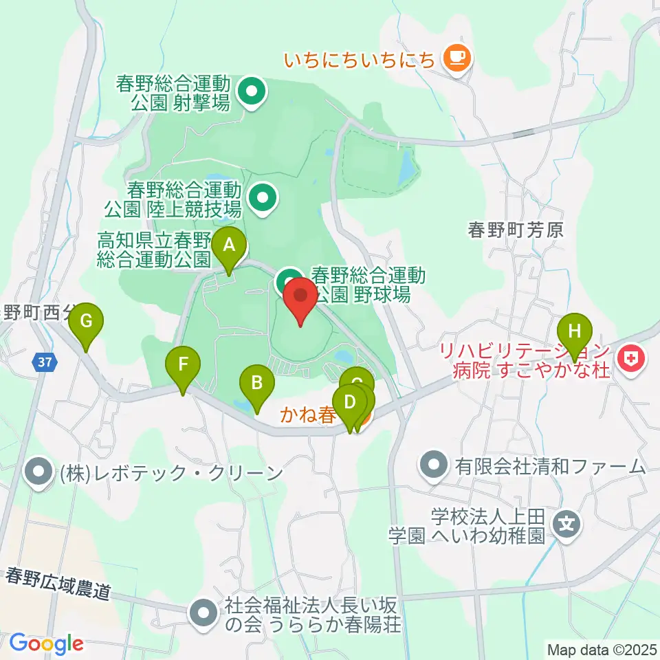 春野総合運動公園野球場周辺のファミレス・ファーストフード一覧地図