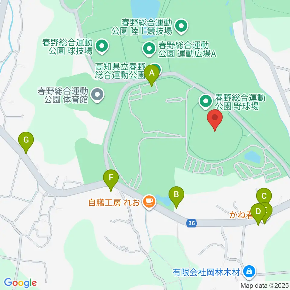 春野総合運動公園野球場周辺のファミレス・ファーストフード一覧地図