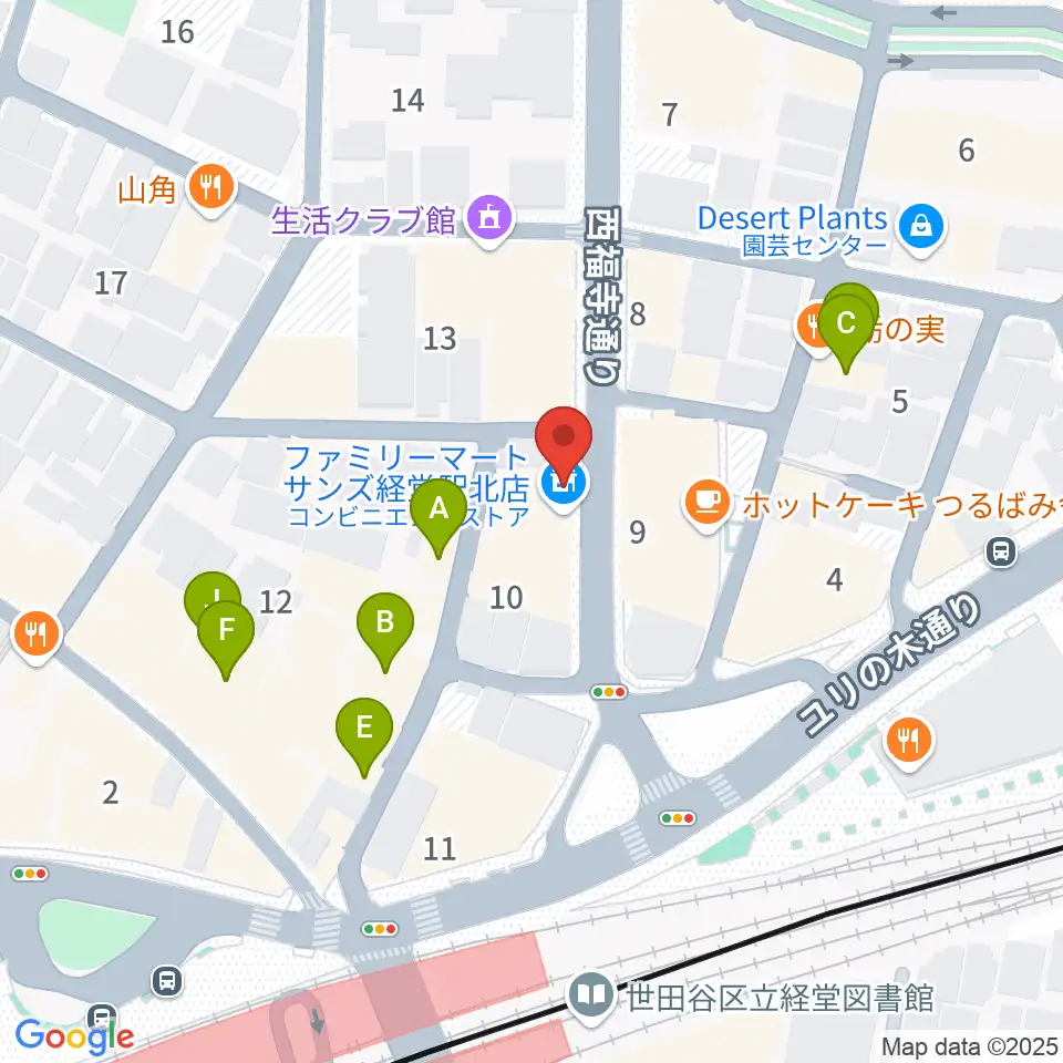 タッドポウルスタジオ経堂周辺のファミレス・ファーストフード一覧地図