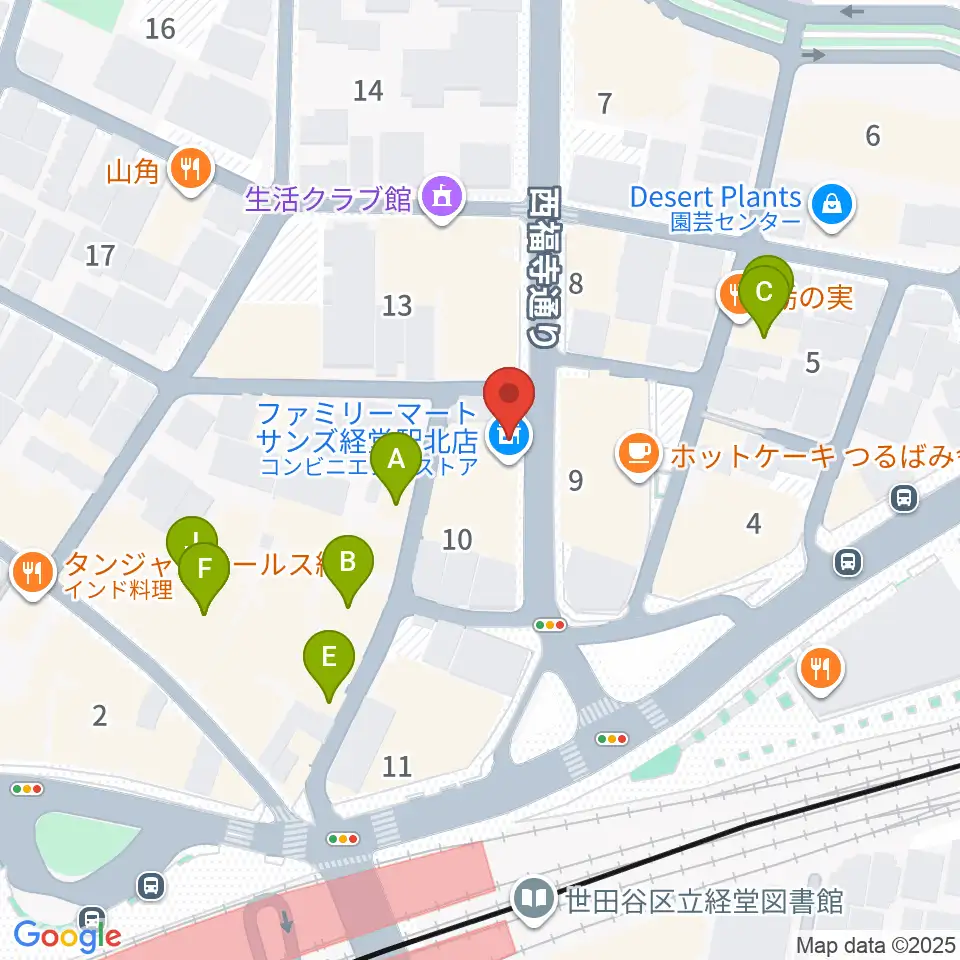 タッドポウルスタジオ経堂周辺のファミレス・ファーストフード一覧地図