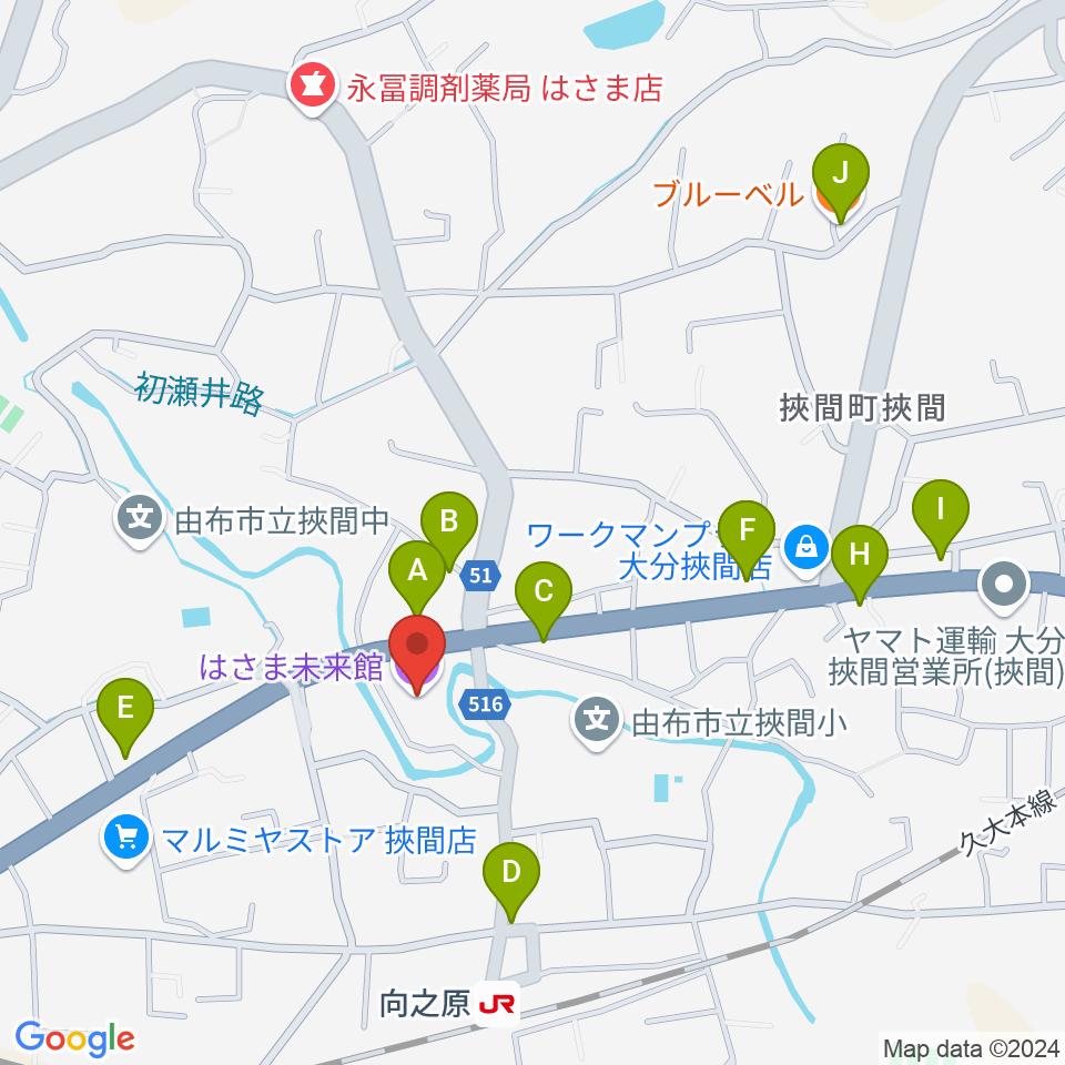 はさま未来館DENKENホール周辺のファミレス・ファーストフード一覧地図