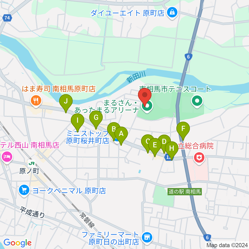 まるさん・あったまるアリーナ周辺のファミレス・ファーストフード一覧地図