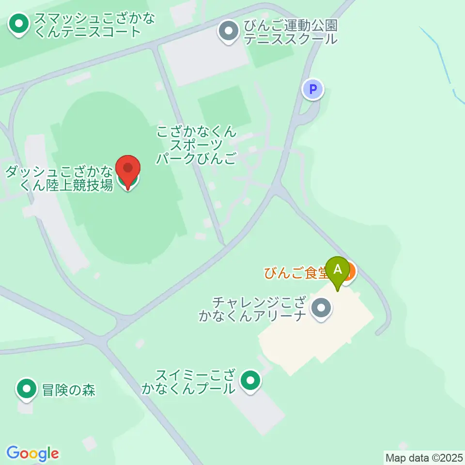 ダッシュこざかなくん陸上競技場周辺のファミレス・ファーストフード一覧地図