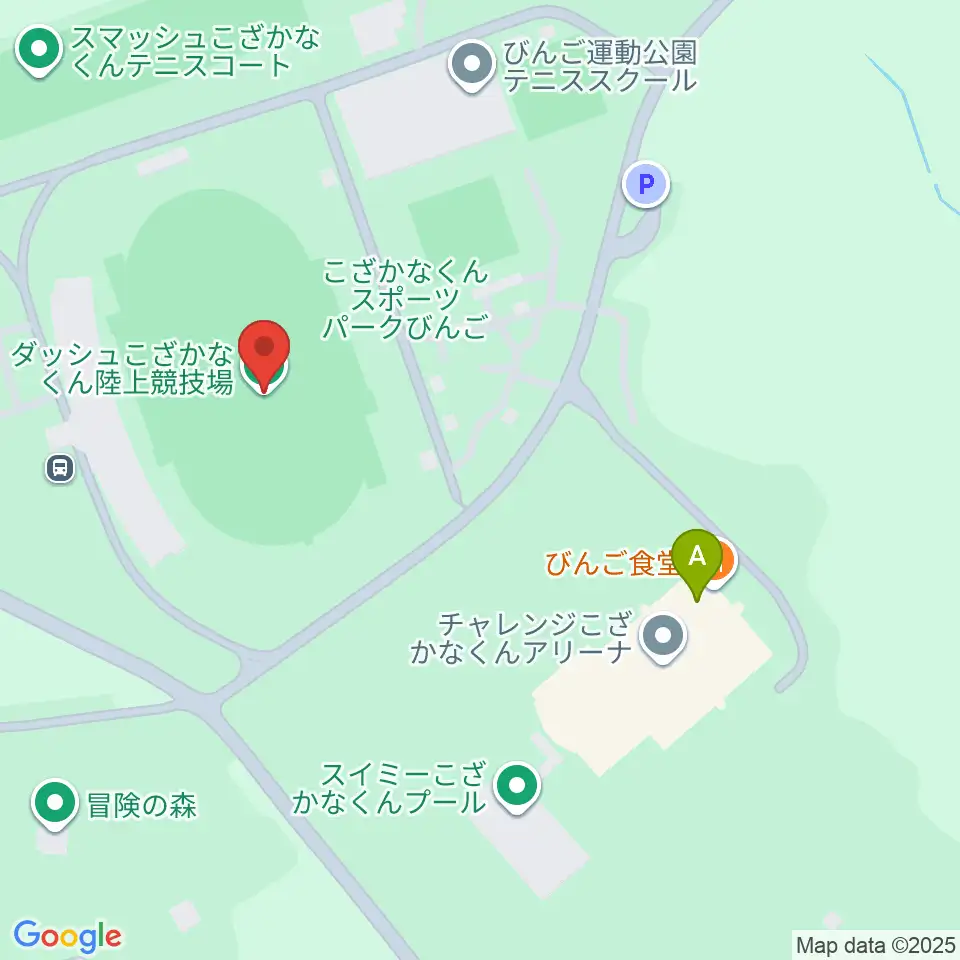 ダッシュこざかなくん陸上競技場周辺のファミレス・ファーストフード一覧地図