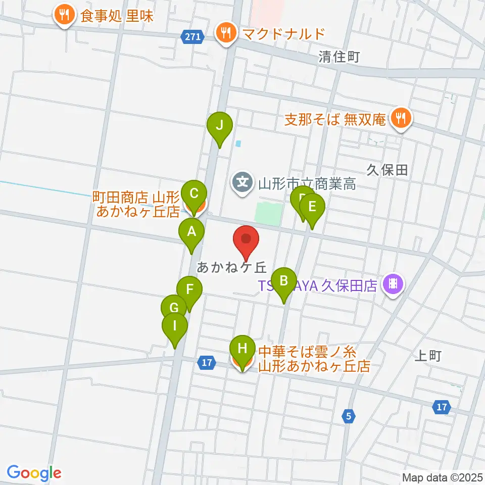 ネッツえがおフィールド周辺のファミレス・ファーストフード一覧地図