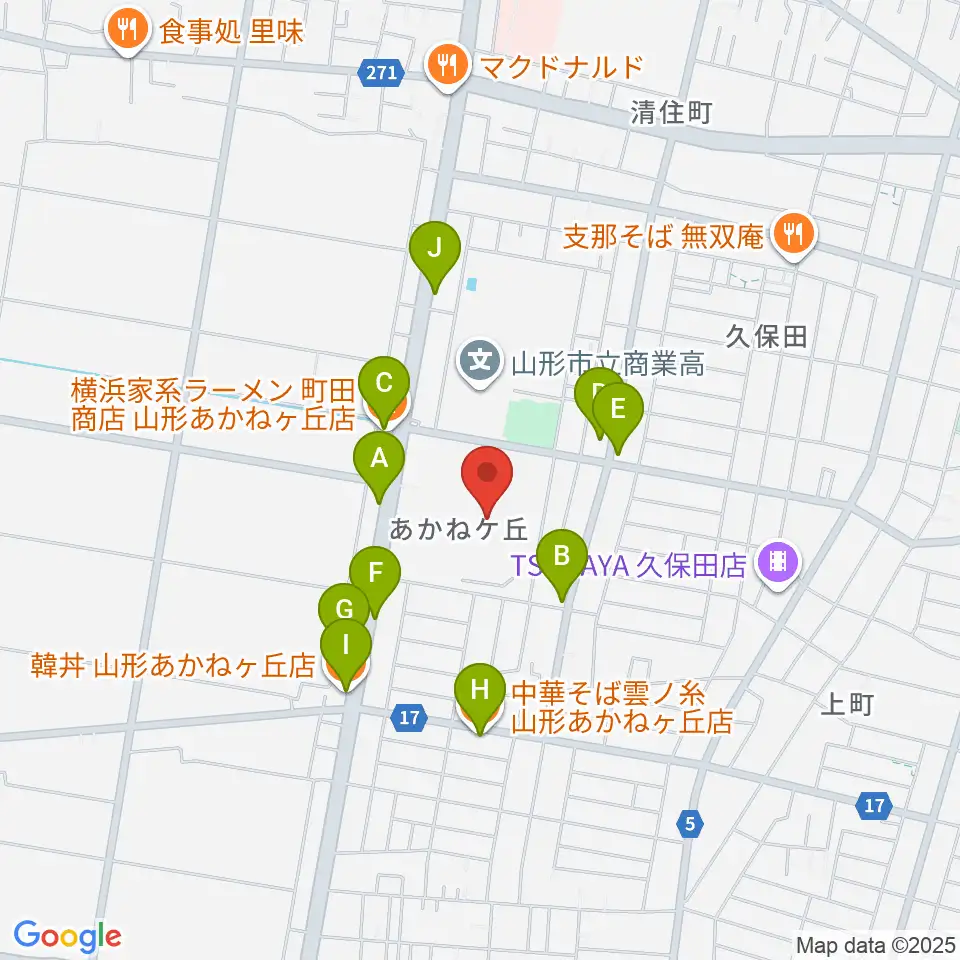 ネッツえがおフィールド周辺のファミレス・ファーストフード一覧地図